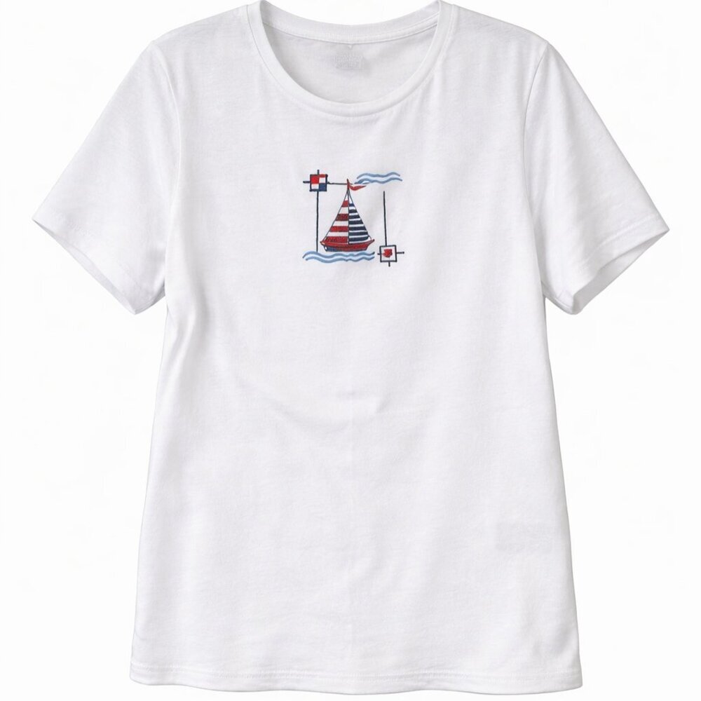 ALISON DALEY White "Sailboat" T-shirt - M